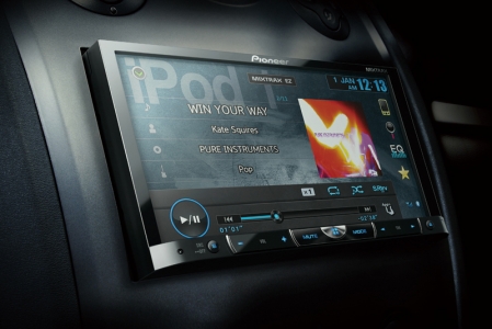 The AVH-X8550BT is Pioneer's top-of-the-line system. It's a double DIN multimedia receiver that has a full touch screen 7-inch panel. It features a VGA display with LED backlighting for a sharp and bright playback. Like most modern systems, it plays a wide range of media formats and more! The list includes DVD, DVD-R/RW, CD-R/RW, MP3, WMA, AAC (iTunesÂ®), DivXÂ® and DolbyÂ® Digital Decoder.