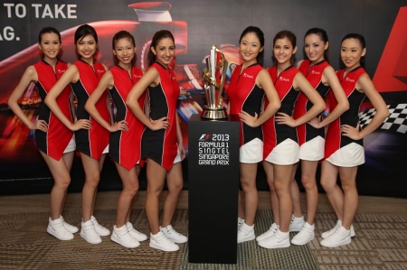 The 2013 SingTel Grid Girls in The Singapore Factor 

Eight fresh-faced ladies aged 18 to 26, have been chosen as this year’s SingTel Grid Girl finalists. Since the inaugural Singapore Grand Prix in 2008, the SingTel Grid Girls have been a star attraction of the race, vying for top honour and a once-in-a-lifetime chance to hold the Singapore Formula One and Singapore GP flags at the Singapore Grand Prix. 

This year, the public can choose their favourite via SMS and online voting to select the top three SingTel Grid Girls. The Singapore Factor, a series of webisodes hosted by Paul Foster, will put the girls’ knowledge of the Lion City to the test in a trio of uniquely Singaporean challenges. The top three SingTel Grid Girls will be crowned before thousands of Singaporeans at the Thursday Pit Lane Experience on 19 September 2013.