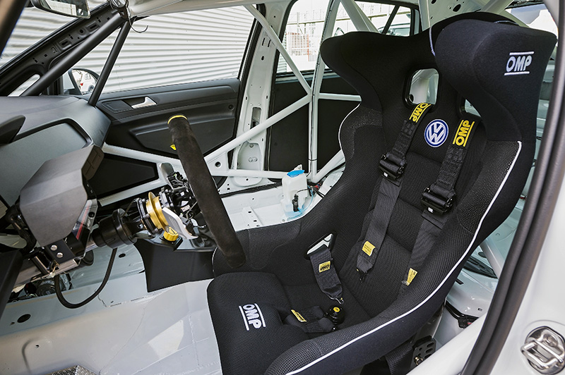 Bare bones interior is built with safety measures according to FIA regulations.