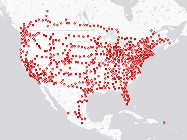 Tesla Motors’ massive Supercharger network in America