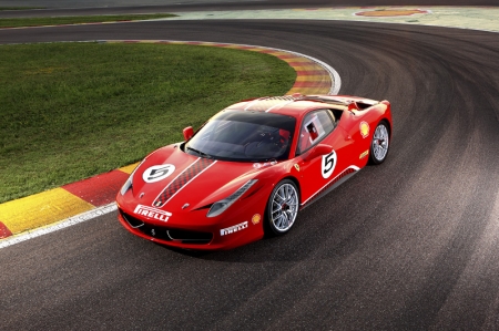 With the new 458 Challenge, Ferrari is offering its sportier clients — professional and gentlemen drivers alike - a car that is extremely responsive, with great performance and superb handling. This mid-rear V8-engined berlinetta will allow Ferrari Challenge participants to enjoy to the full the exhilarating cut and thrust of the race weekends on the world’s leading circuits, as well as the passion that has always been an integral part of Ferrari’s one-make championship.

