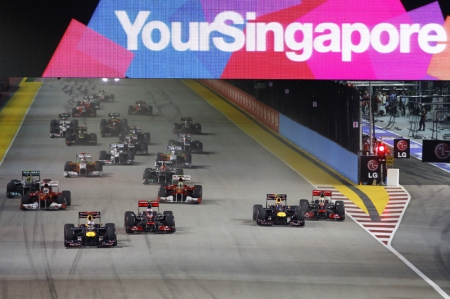 One point is all that separates Sebastian Vettel from his second successive Drivers’ World Championship after the 24-year-old German and his Red Bull Racing team claimed their first victory on Singapore’s Marina Bay Street Circuit on Sunday.