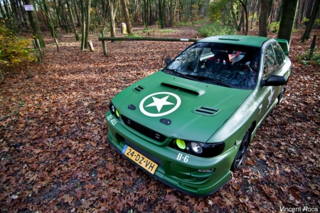 Johan van Tongeren's Impreza began its life in early 2000. But as the white paint fouled up after ten years, Johan decided to spruce it up himself and gave it a name: 