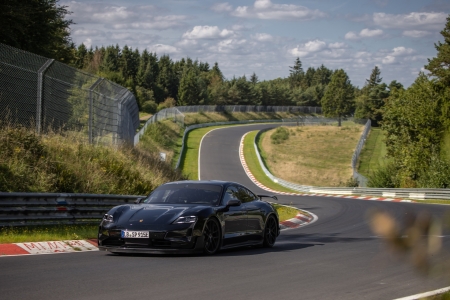 Porsche's lap record for its Taycan Turbo S on the Nurburgring Nordschleife was 7 minutes and 7.55 seconds, set by Porsche development driver Lars Kern in August 2022 in a current-generation vehicle with the performance package.

On 2 January 2024, Lars walloped his own lap time in a pre-series next-generation Taycan Turbo S by an eye-watering 26 seconds, making this the fastest electric car from Zuffenhausen!